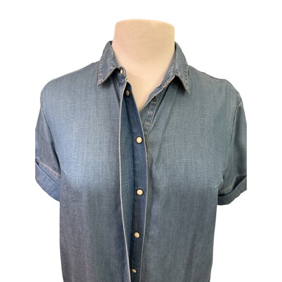 ALLSAINTS Women's Calla Bay Chambray Calla Bay Linen Blend Shirt Dress Beach 4 - Picture 6 of 16